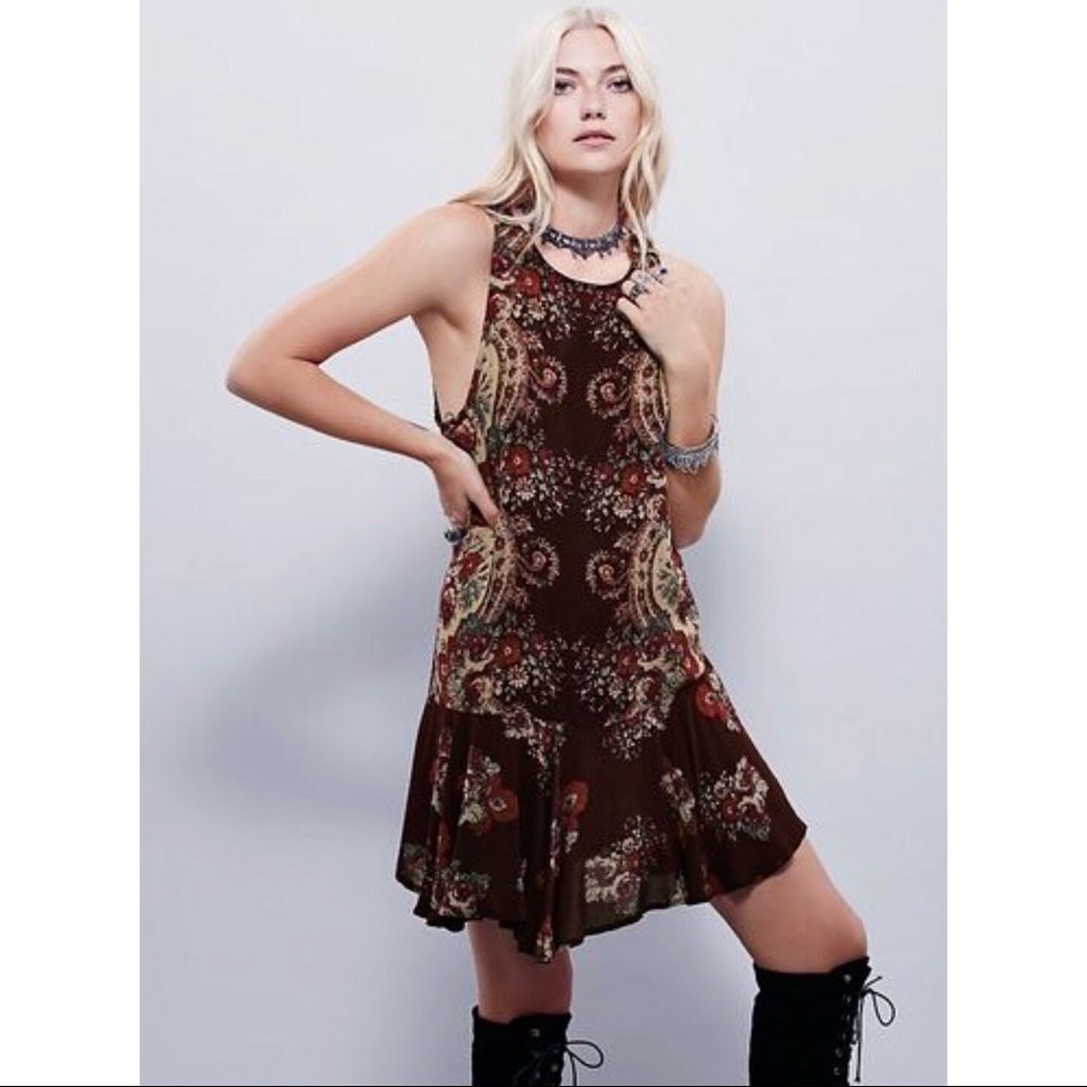 Free People Paisley Maroon Slip Dress